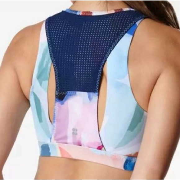 Sweaty Betty Super Sculpt Stream‎ Sustainable Sports Bra Pink Art Print XS - Picture 3 of 9